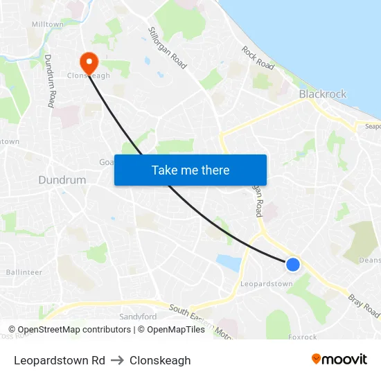 Leopardstown Rd to Clonskeagh map