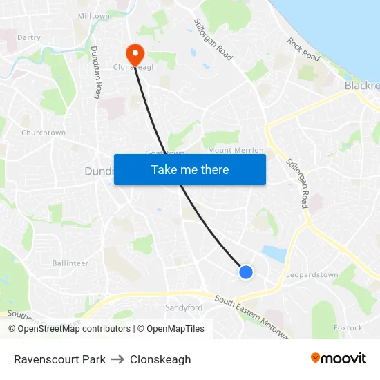 Ravenscourt Park to Clonskeagh map