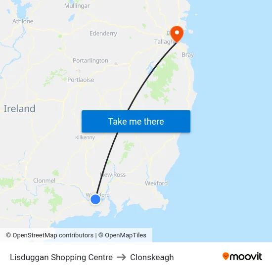 Lisduggan Shopping Centre to Clonskeagh map
