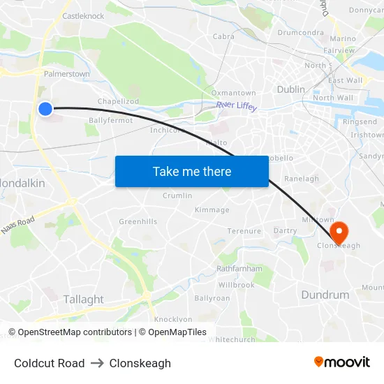 Coldcut Road to Clonskeagh map