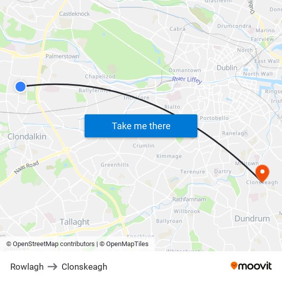 Rowlagh to Clonskeagh map