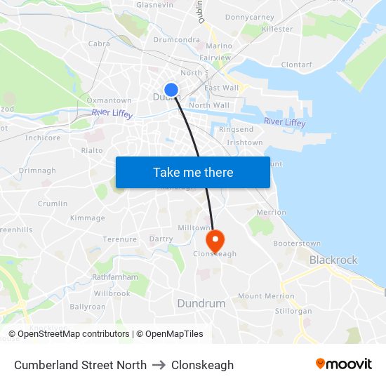Cumberland Street North to Clonskeagh map
