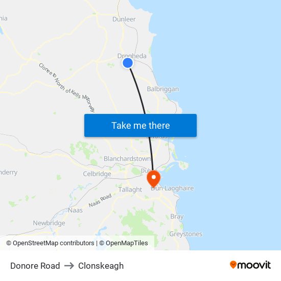 Donore Road to Clonskeagh map