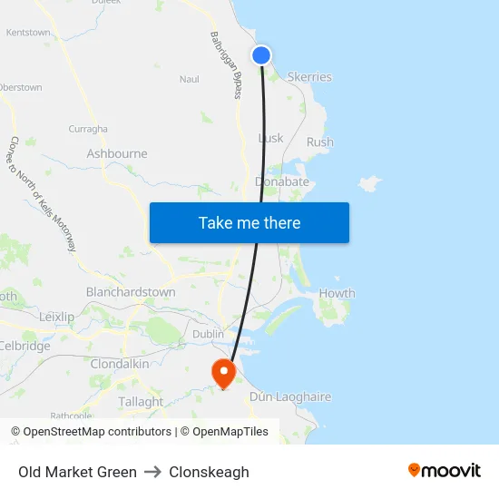 Old Market Green to Clonskeagh map