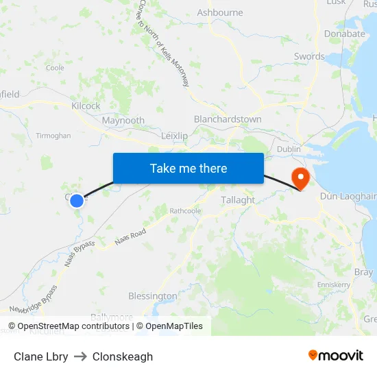 Clane Lbry to Clonskeagh map