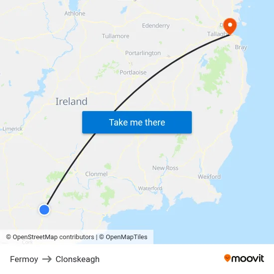 Fermoy to Clonskeagh map