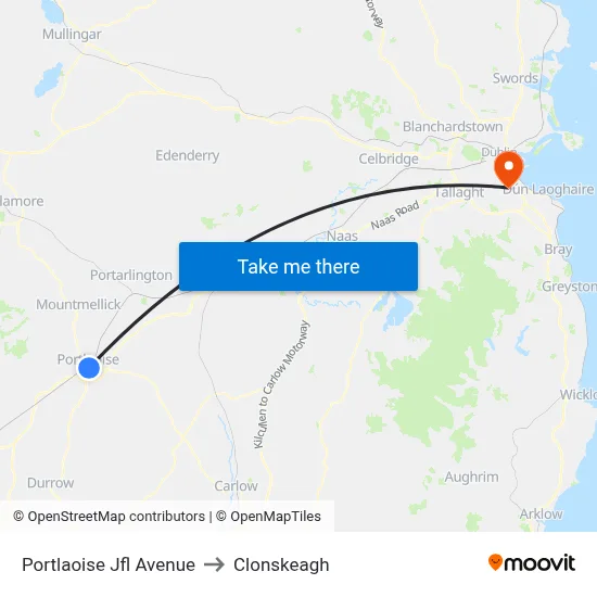Portlaoise Jfl Avenue to Clonskeagh map