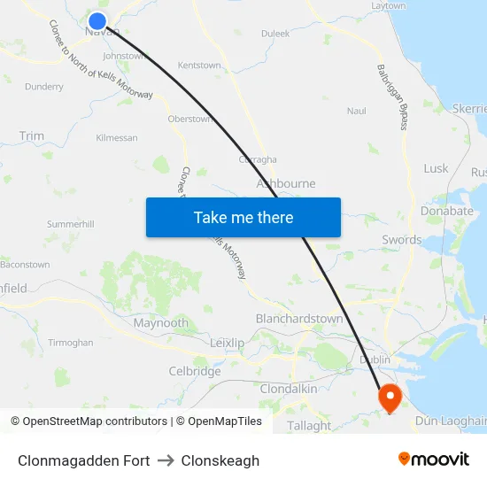 Clonmagadden Fort to Clonskeagh map