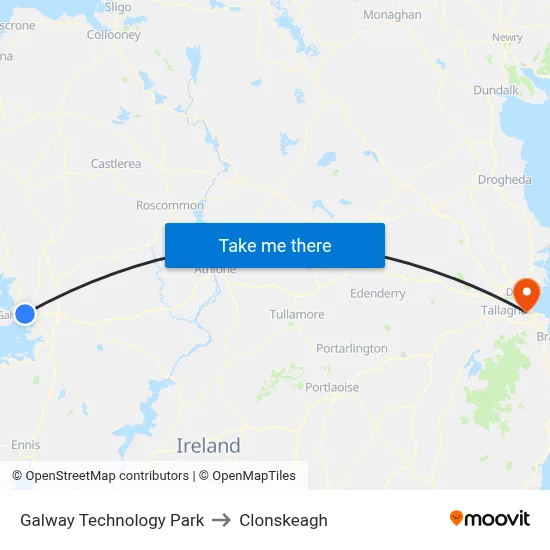 Galway Technology Park to Clonskeagh map