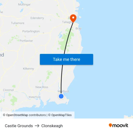 Johnstown Castle to Clonskeagh map