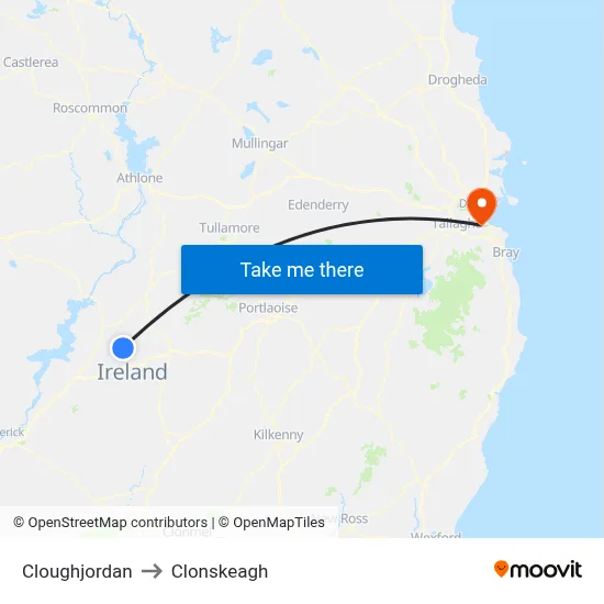 Cloughjordan to Clonskeagh map