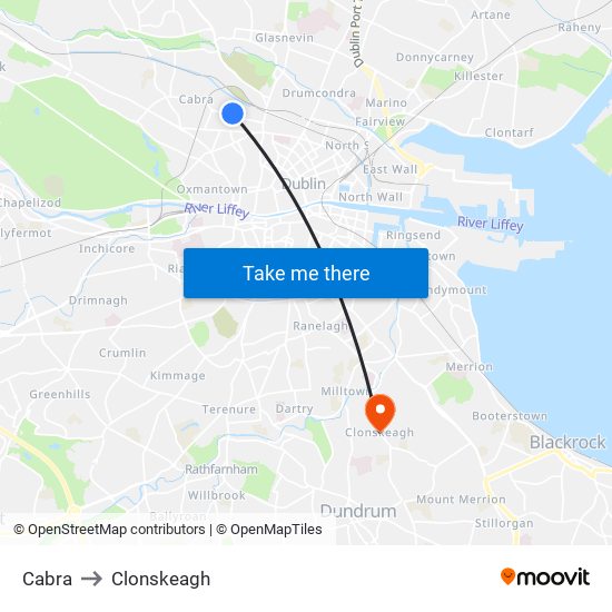 Cabra to Clonskeagh map