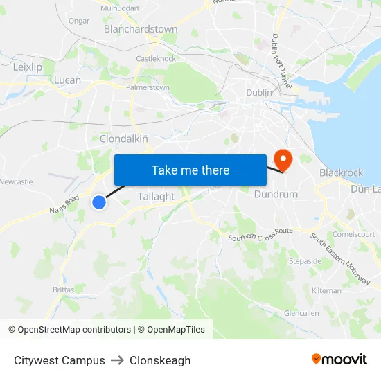 Citywest Campus to Clonskeagh map