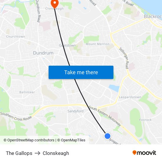 The Gallops to Clonskeagh map