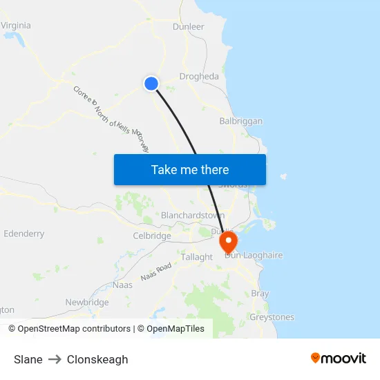Slane to Clonskeagh map