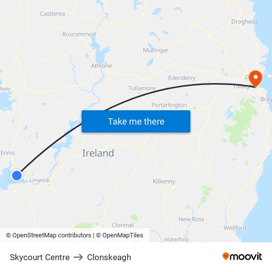 Skycourt Centre to Clonskeagh map