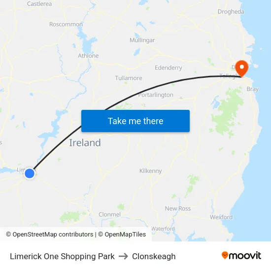 Limerick One Shopping Park to Clonskeagh map