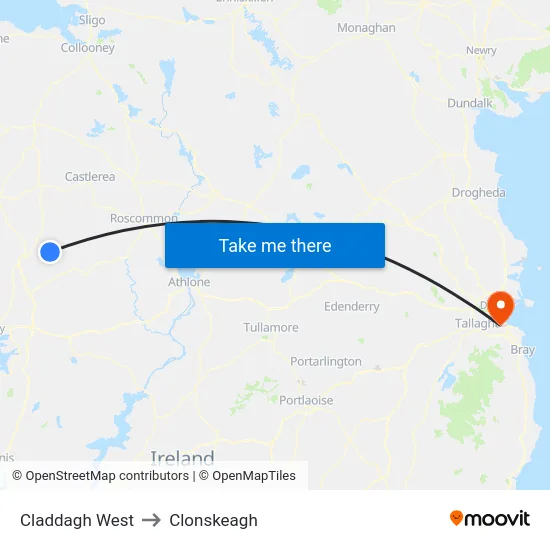 Claddagh West to Clonskeagh map