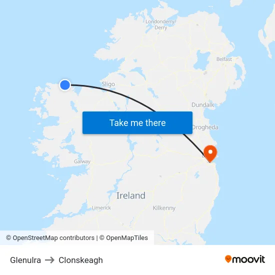 Glenulra to Clonskeagh map