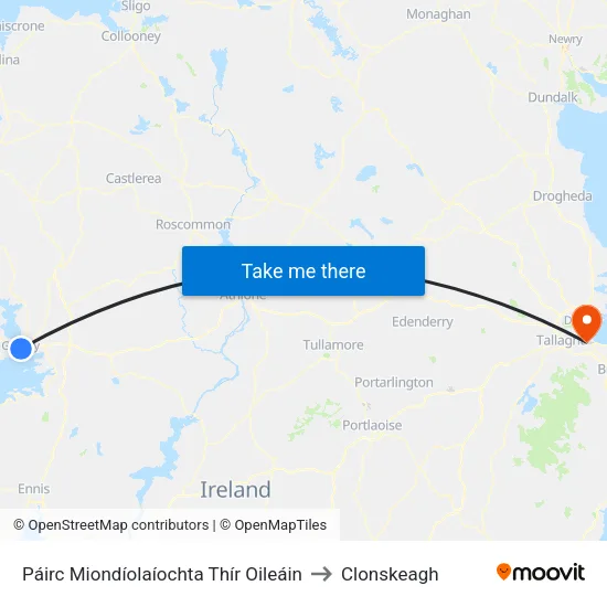 Páirc Miondíolaíochta Thír Oileáin to Clonskeagh map