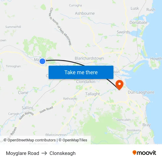 Moyglare Road to Clonskeagh map