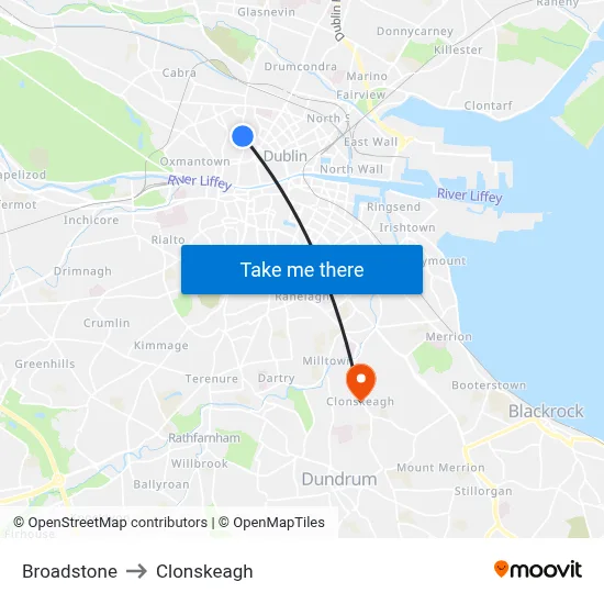Broadstone to Clonskeagh map