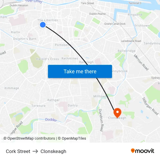 Cork Street to Clonskeagh map