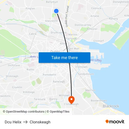 Dcu Helix to Clonskeagh map