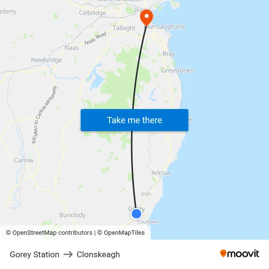 Gorey Station to Clonskeagh map