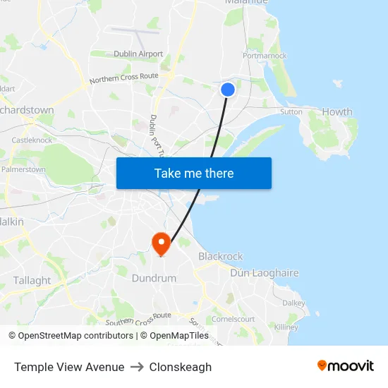 Temple View Avenue to Clonskeagh map