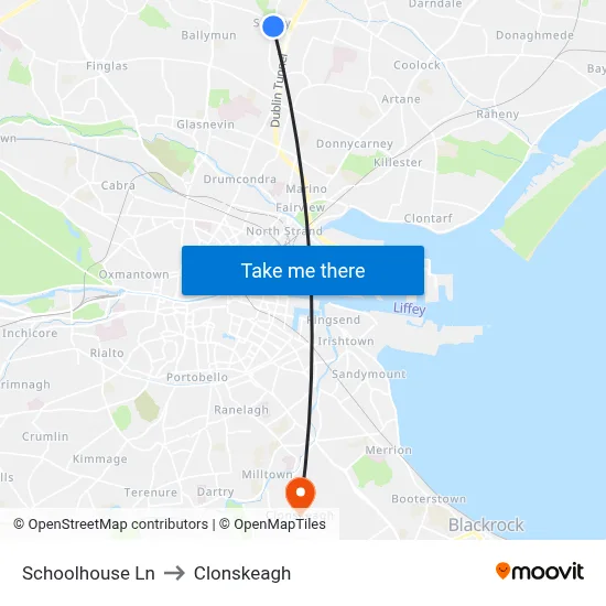 Schoolhouse Ln to Clonskeagh map