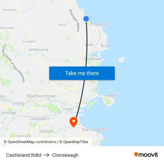 Castleland Rdbt to Clonskeagh map