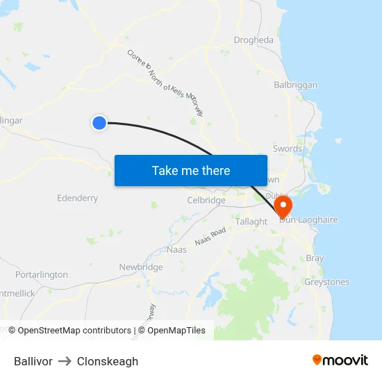 Ballivor to Clonskeagh map