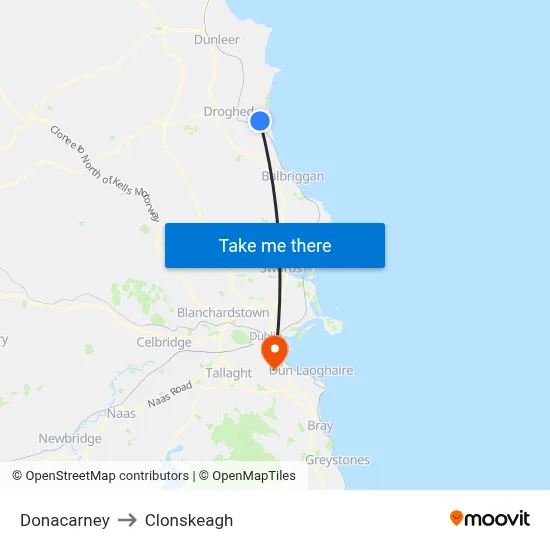 Donacarney to Clonskeagh map