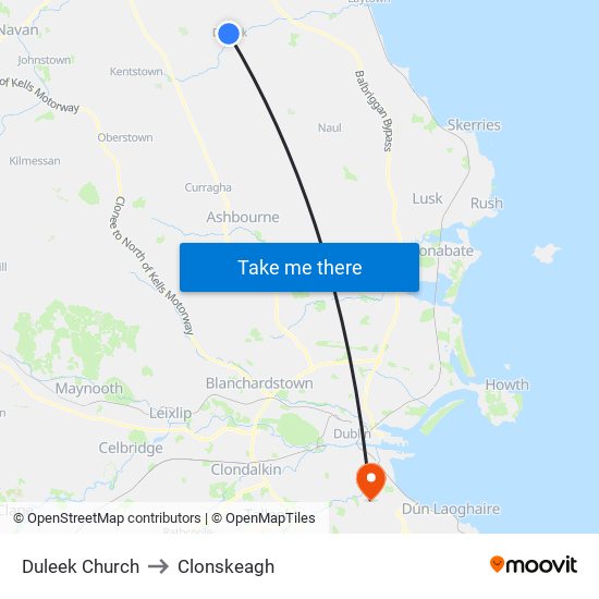 Duleek Church to Clonskeagh map