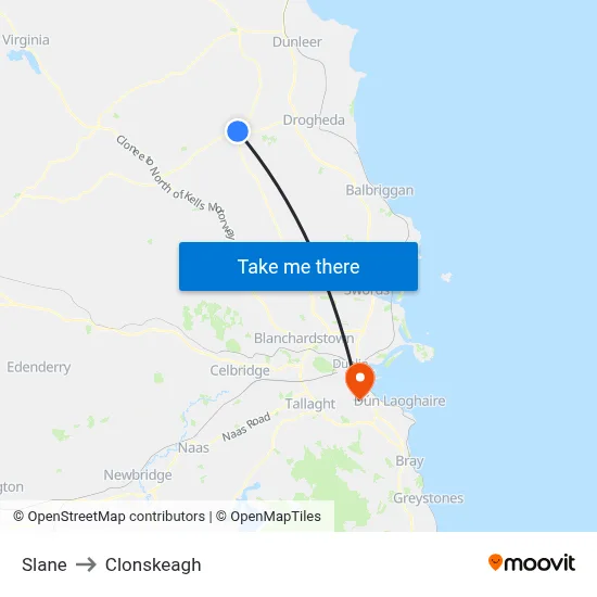Slane to Clonskeagh map