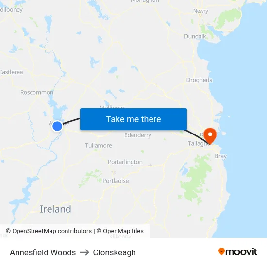 Annesfield Woods to Clonskeagh map