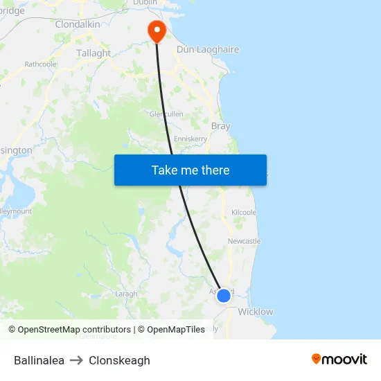 Ballinalea to Clonskeagh map