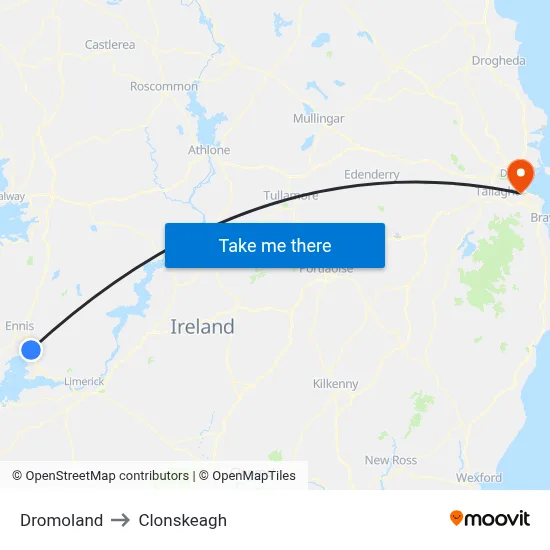 Dromoland to Clonskeagh map