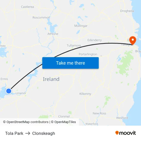 Tola Park to Clonskeagh map