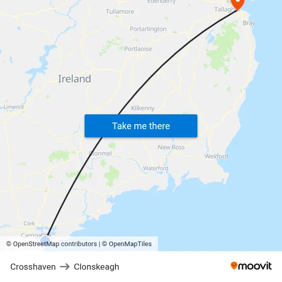 Crosshaven to Clonskeagh map