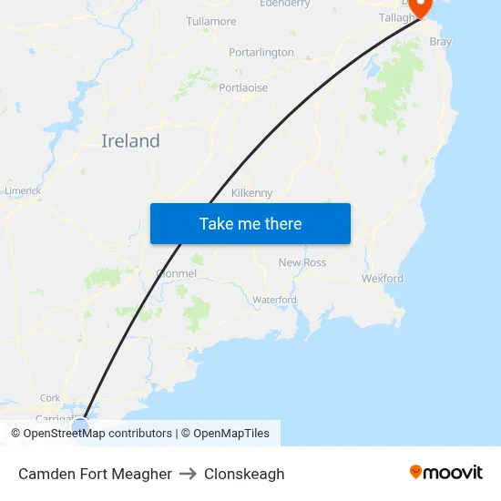 Camden Fort Meagher to Clonskeagh map