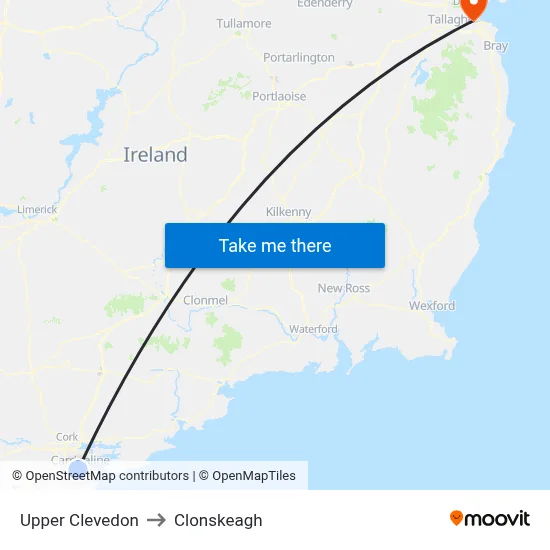 Upper Clevedon to Clonskeagh map