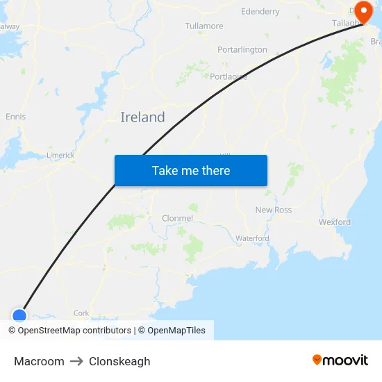Macroom to Clonskeagh map