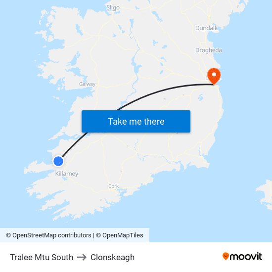 Tralee Mtu South to Clonskeagh map