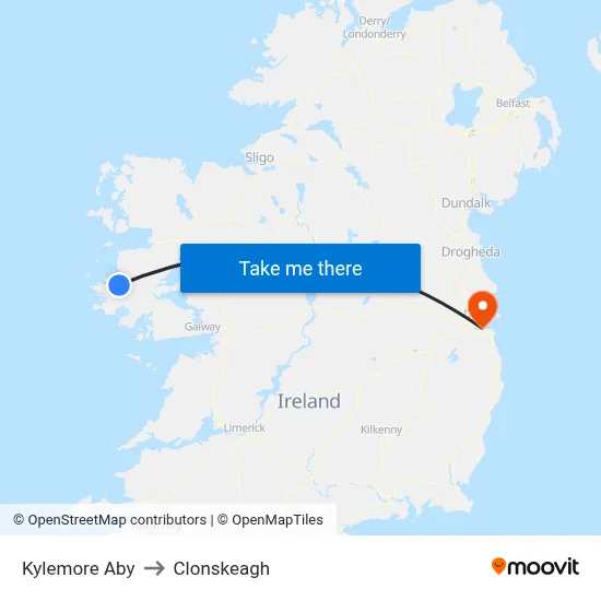 Kylemore Aby to Clonskeagh map