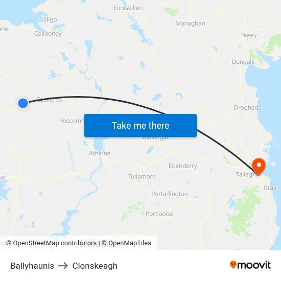 Ballyhaunis to Clonskeagh map