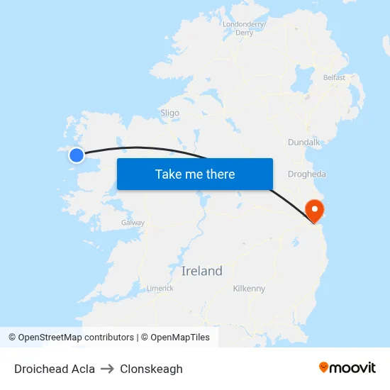 Droichead Acla to Clonskeagh map
