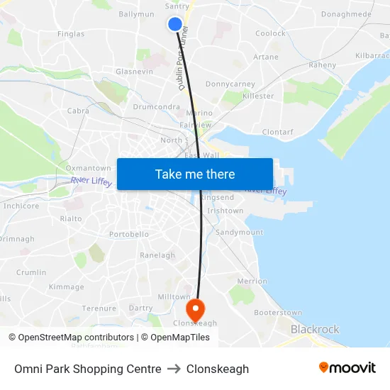 Omni Park Shopping Centre to Clonskeagh map