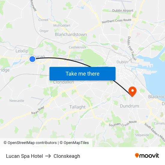 Lucan Spa Hotel to Clonskeagh map